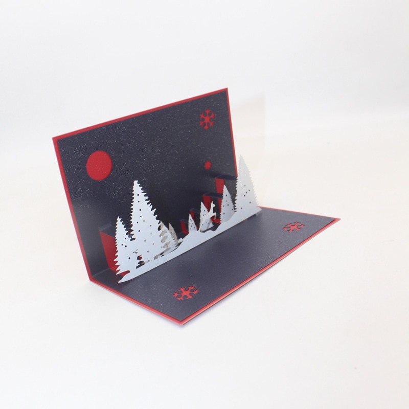 3D Handmade Night In The Forest Christmas Eve Paper Invitation Greeting Cards PostCard Merry Christmas Children Year