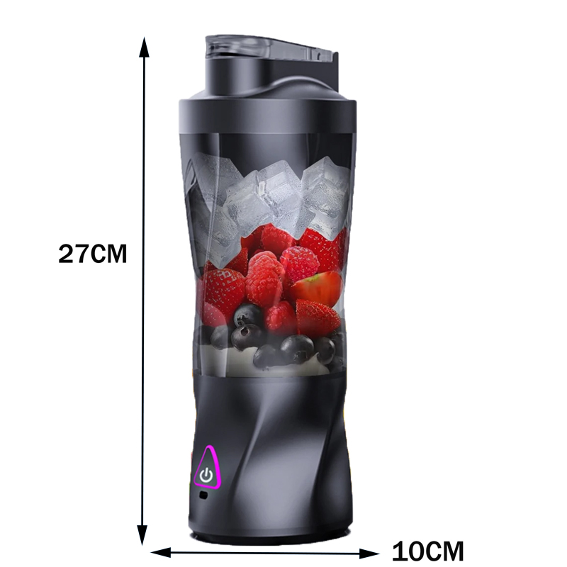 Licuadora portátil Mini licuadora autolimpiante inalámbrica con tapa Mini licuadora de viaje silenciosa con cuchillas de acero inoxidable Carga USB: Negro