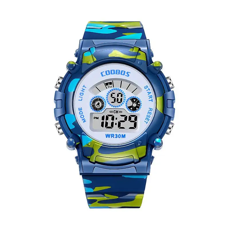 Relojes luminosos para niños LED colorido Flash Digital alarma impermeable para niños niñas fecha semana reloj de para niños: Rojo oscuro