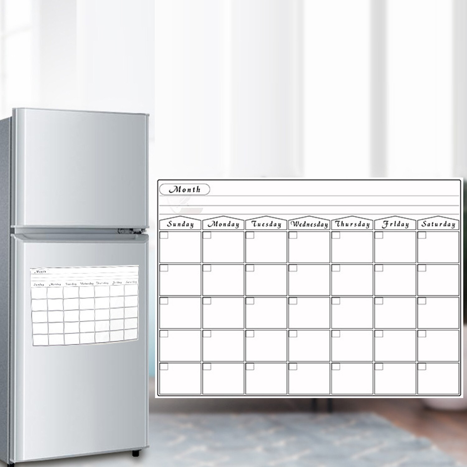 Multifunktions aftagelig ugentlig månedsplanlægger køleskabsmagnet tør slettetavle med 2 slettemarkører til hjemmekontorbutikker