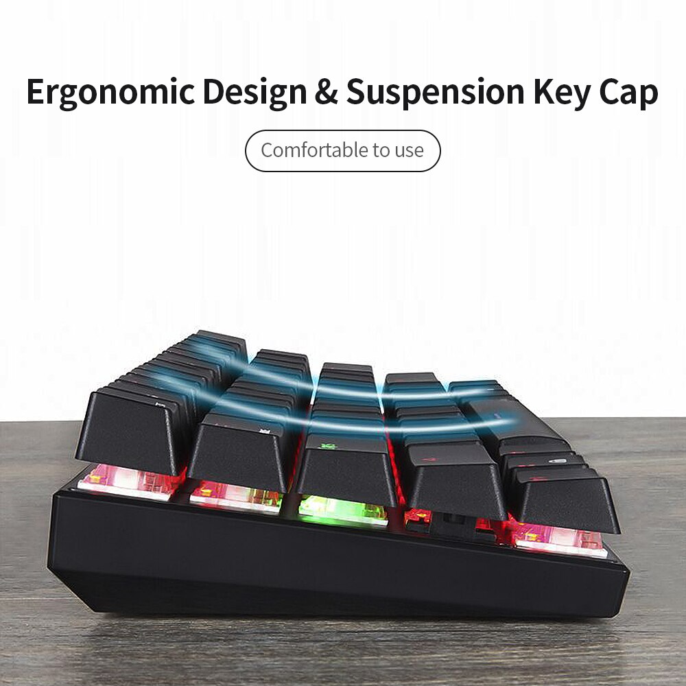 Motospeed – clavier mécanique de jeu CK62 61 touches, USB BT 3.0, double , avec interrupteur OUTEMU bleu/rouge, longue durée de vie