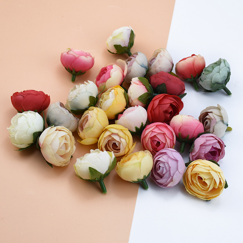 30 Uds. Flores artificiales al por mayor 3CM rosas de té adornos navideños para el hogar Accesorios flores decorativas para boda coronas