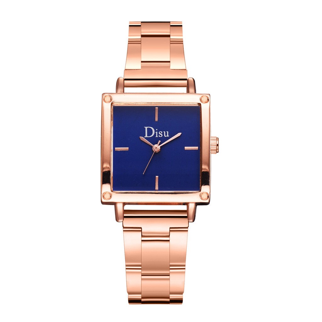 DISU Watch for Women Alloy Steel Strip Women Bracelet Watch Exquisite Square Dial Clock Quartz WristWatch Reloj: B