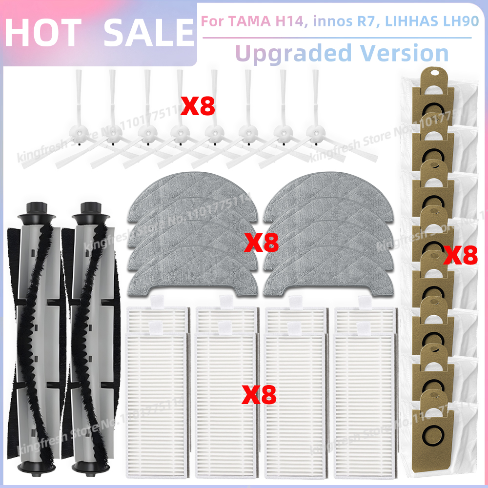 Pasuje robić TAMA H14, Blaupunkt Bluebot komfort plus, innos R7, LIHHAS LH90 Części Zamienne robić Odkurzacza Główna Rolka Szczotka Boczna Filtr Szmatka robić Mopowania Worek na Kurz: Pomarańczowy