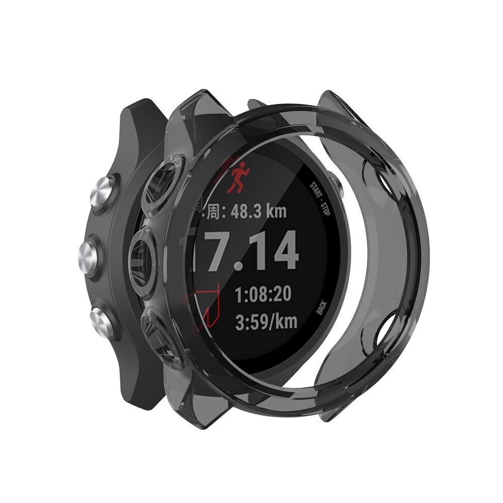 Funda protectora para reloj inteligente Garmin Forerunner 245 645, carcasa transparente de TPU para reloj inteligente: black