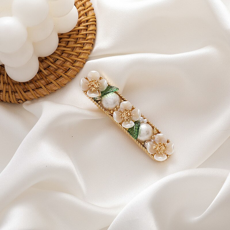 MWsonya-horquillas de hoja verde coreanas para mujer, joyería hecha a mano, Flor de perla, accesorios de joyería para niñas
