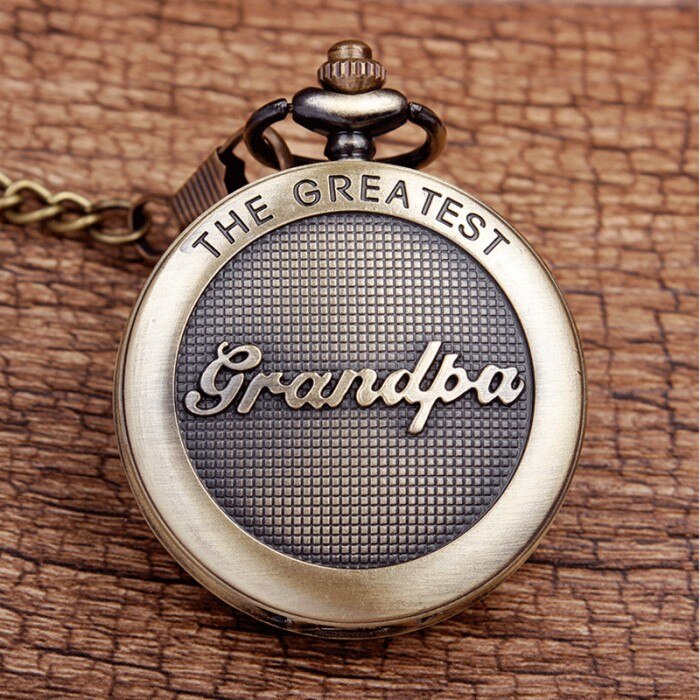 Luxe zilveren gouden quartz zakhorloge opa zakhorloges met ketting voor heren opa kerst relogio de bolso: Bronzen horloge