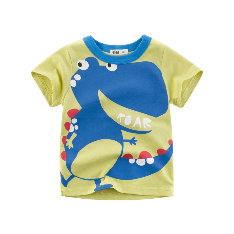 pudcoco Summer Kids Boys T-Shirts Cartoon Cute Dinosaur Pattern Short Sleeve Casual Top: 120