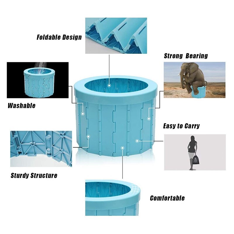 Portable Folding Toilet Seat Commode Porta Potty Car Toilet Bucket for Camping Hiking Long Trips Traffic Jam