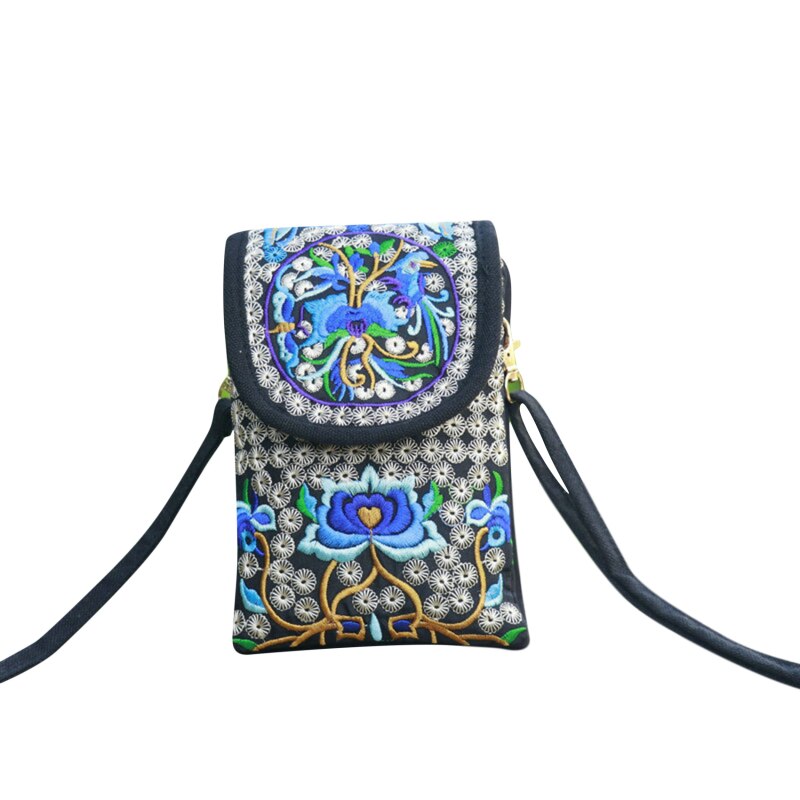 Damen-handytasche, umhängetasche, schultertasche, geldbörse, handtasche, beutel, ethno-stil, bestickte tasche, klapptasche aus Segeltuch, retro-stil: Typ 5