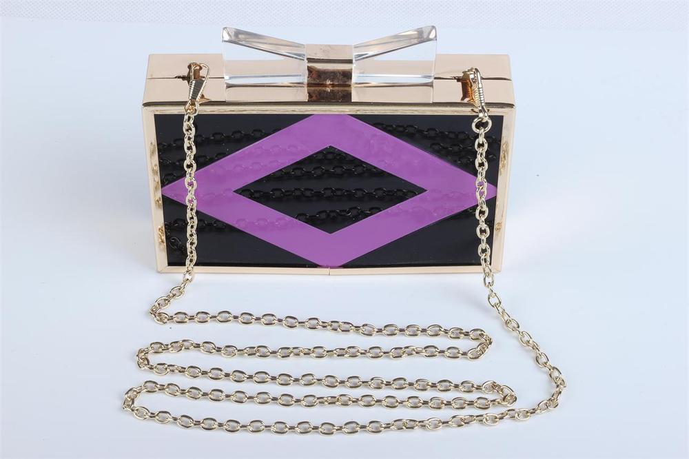 Nova Estrutura do Diamante Acrílico retângulo forma famoso Designer Da Marca da bolsa das mulheres saco de embreagem sacos de noite de luxo bolsa 5095: black purple