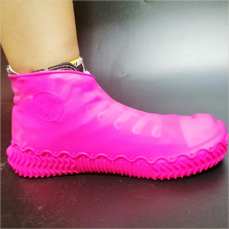 Waterdichte Schoen Cover Outdoor Regen Schoen Cover Dikke Slijtvaste Anti-Slip Schoen Cover Silicone Shoe Cover: Rose red / M