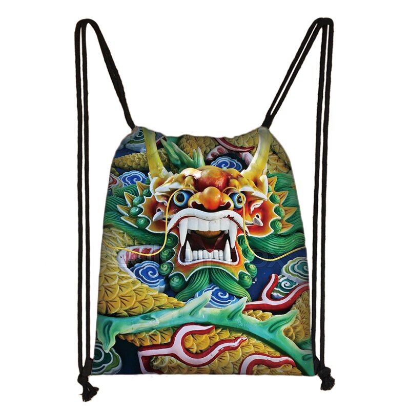 Gothic Asian Dragon Rucksack Frauen Harajuku Stil Kordelzug Taschen Punk Mädchen Rucksack Punk Schulter Tasche für Reise Bookbag: SKDLONG43