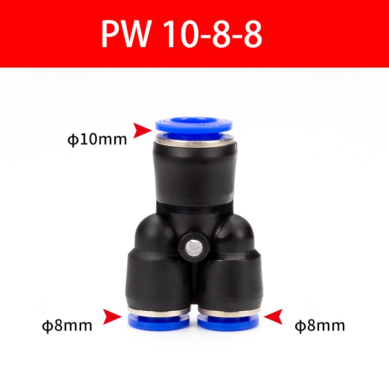 Pipe Fittings Plastic Pneumatic Connector Fitting Quick Push For Air Water Connecting PY PW Connect 4 6mm 8mm 10mm 12mm Y Shape: Royal Blue