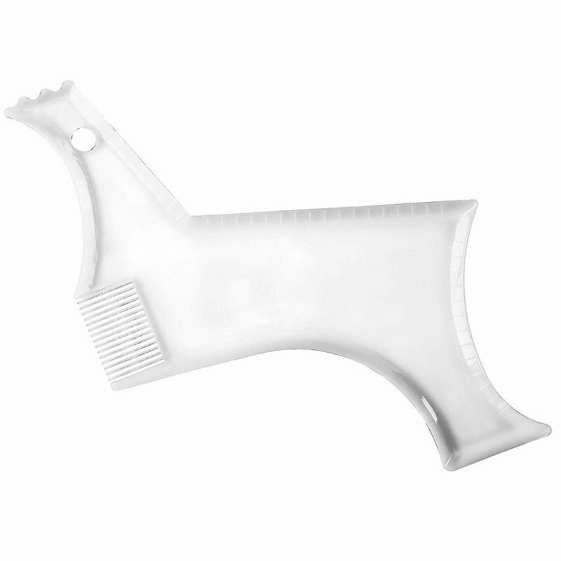 Men Beard Care Shape Styling Comb Trimming Guide Template ruler Pencil Folding Comb Manual Razor Timmer Small Scissors Tool Kit: White