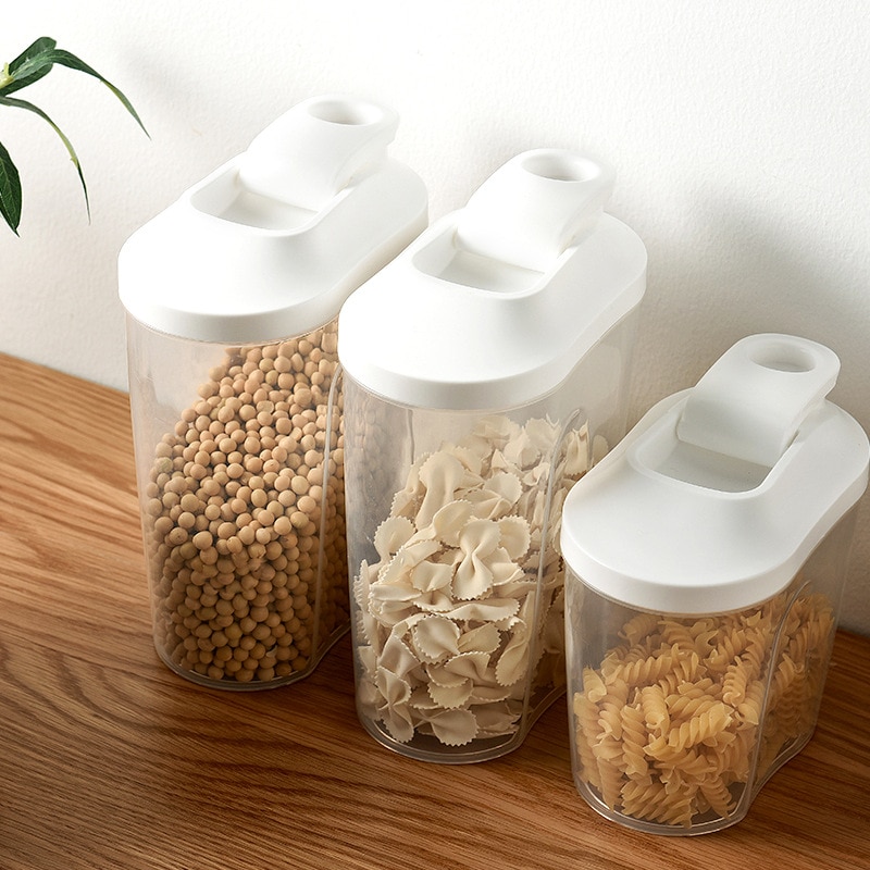 Voedsel Opslag Container Set Keuken Graan Opbergdoos Transparant Verzegelde Cereal Keuken & Pantry Organisatie Moer Pasta Opslag J