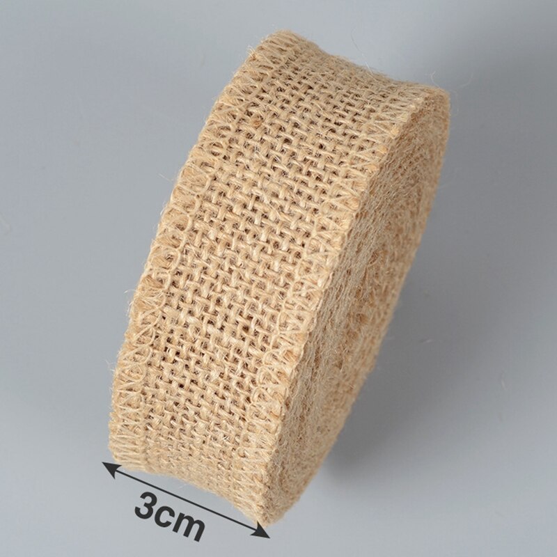 2Yard/Roll Natuurlijke Jute Jute Lint Voor Ambachten Diy Hennep Lint Kant Materiaal Wedding Party Decoratieve Kerst Cadeau wikkelen: width 3cm