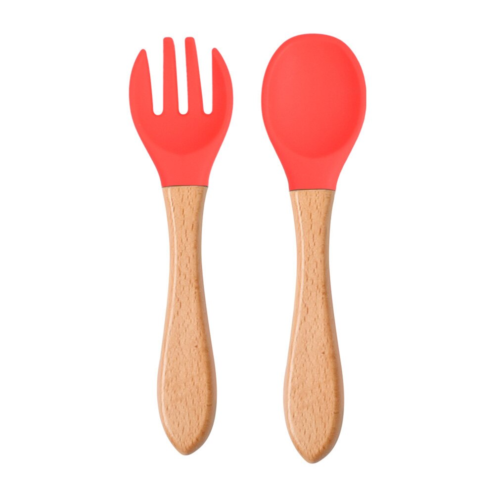 Baby Lepel Siliconen Houten Babyvoeding Lepel Accessoires Kinderen Verjaardagscadeautjes Veiligheid Kinderen Leren Eten Tool: Style F