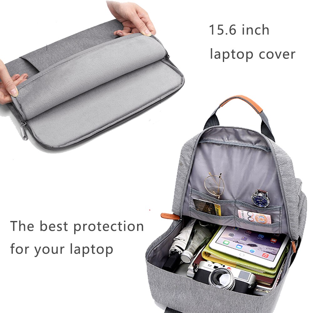 IKE MARTI Casual Men Laptop Backpack 15.6 Inch Waterproof Girl Gray Anti-Theft Woman Junior High School Bag Backpacks