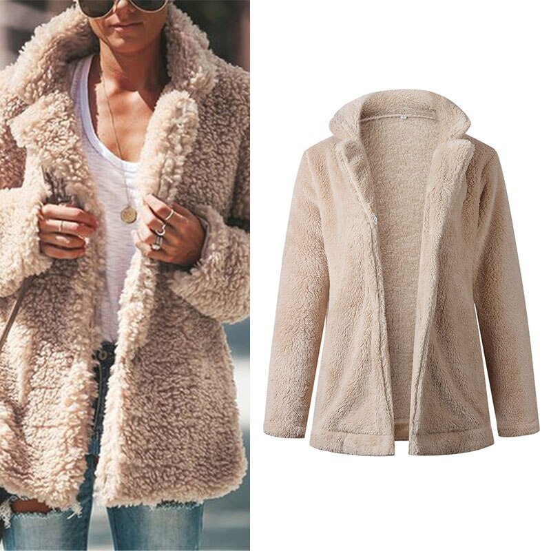 Vrouwelijke Jas Vrouwen Winter Jas Mode Pluche Parka Kaki Grijs Zwart Casual Wol Bubble Jas Lady Office Parka Streetwear Pak: Khaki / L