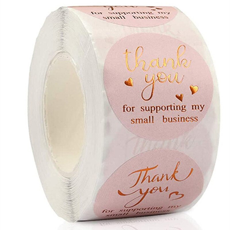 38mm Pink Bronzing Thank You for Purchasing A Card for Commercial Use Wedding Party Decor Sticker Invitation Envelope Label Card: B 38MM 500PCS