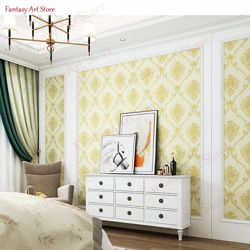 Milieuvriendelijke Verdikte Pvc Behang 3d Reliëf Europese Damascus Luxe Slaapkamer Woonkamer Tv Achtergrond Sticker: E