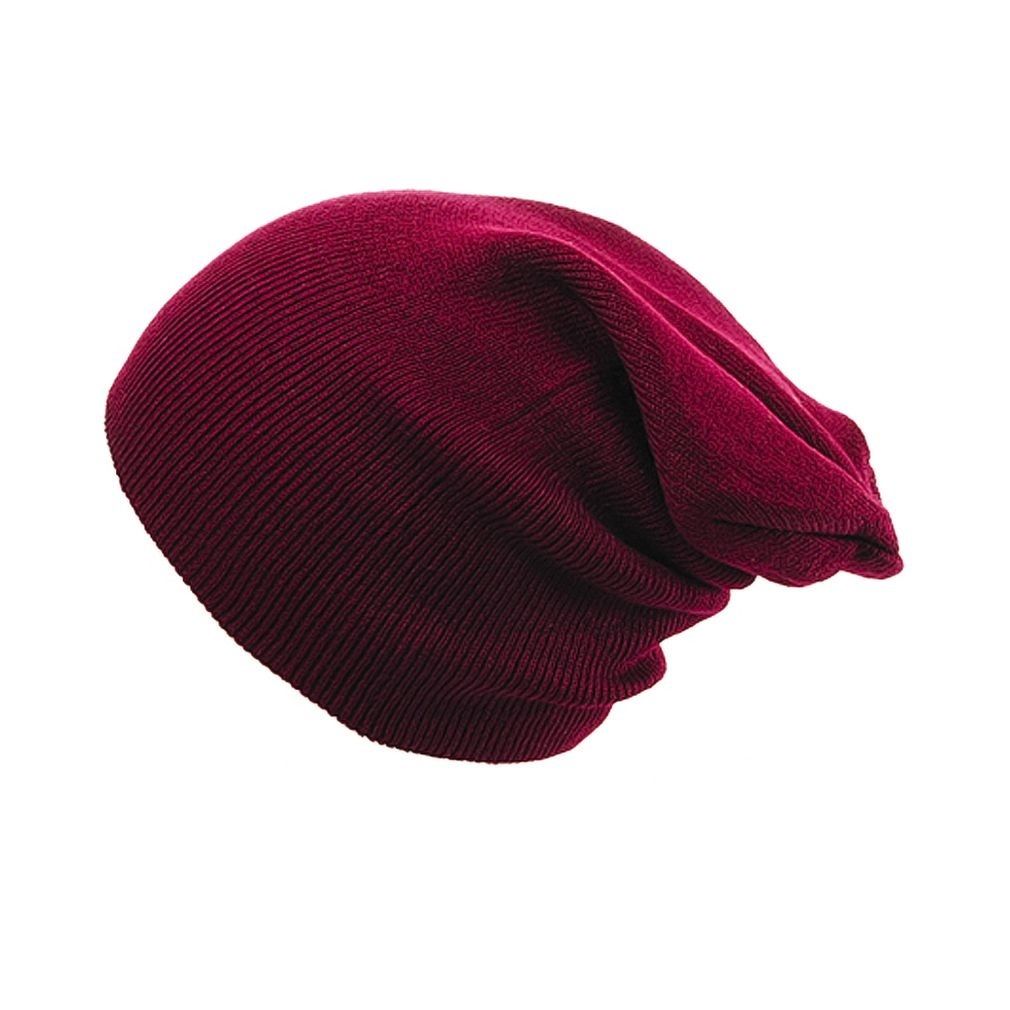 Mistdawn 2022 unisex strikket slouch skullies hunhue hue kvinder mænd efterår vinter varme huer ski cap one size: Rødvin