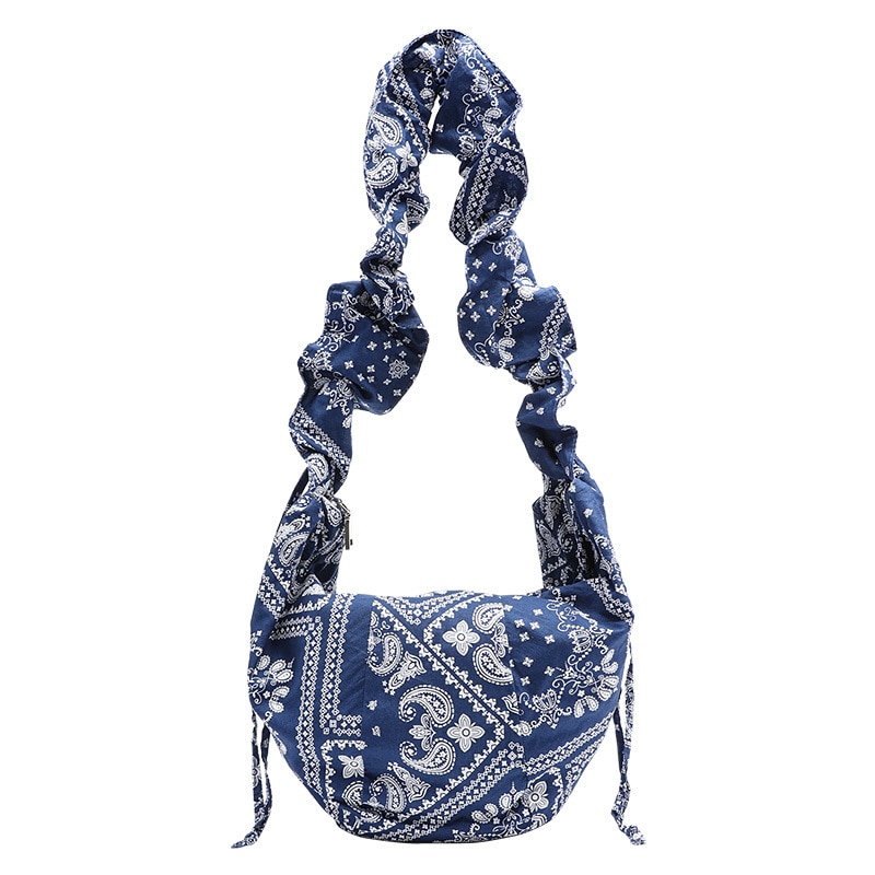 Fabric Paisley Pattern Printing Hobo Bag Female Teenager Youth Bohemian Boho Gypsy Hippie Pleated Belt Cute Sling Messenger Bag