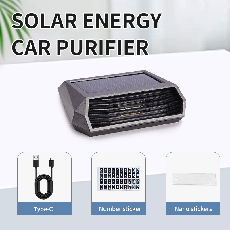 Op Zonne-Energie Aangedreven Auto Luchtreiniger Auto Geur Eliminator Parkeerplaats Nummerplaat Ozon Generator Desinfectie Machine: Default Title