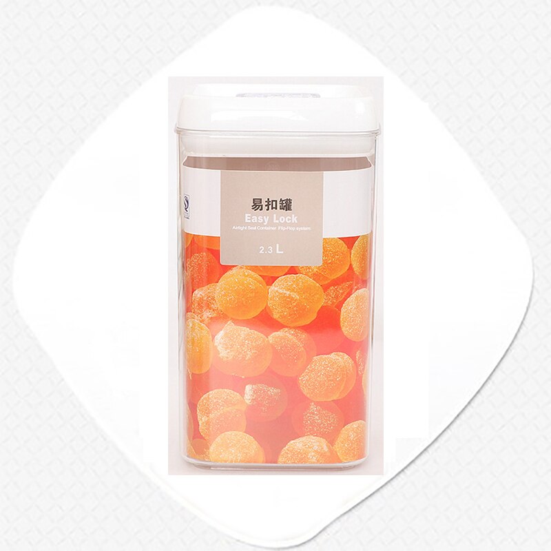 Multi-capacity Plastic Food Storage Box Snacks Dried Fruits Multigrain Storage Tanks Kitchen Containers Transparent Sealed Cans: 2.3LSquare