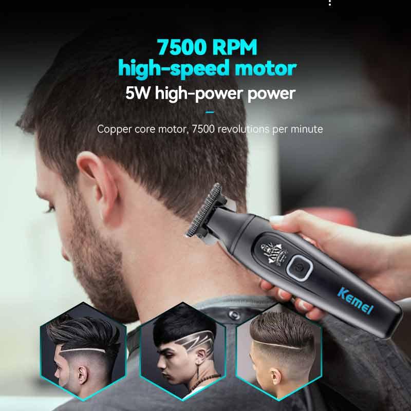Kemei1747 Electric Hair Cutting Machine Cordless Hair Clipper Rechargeable Beard Trimmer Man Carving Clipper Barber