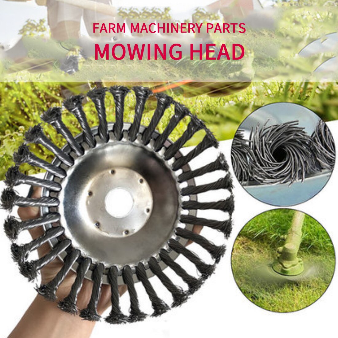 6/8 Tray Wire Weeder Inch Lawn Mower Wire Wheel Brush Alloy WeedingLawn Mower Parts Agricultural Machinery Accessories Weeding