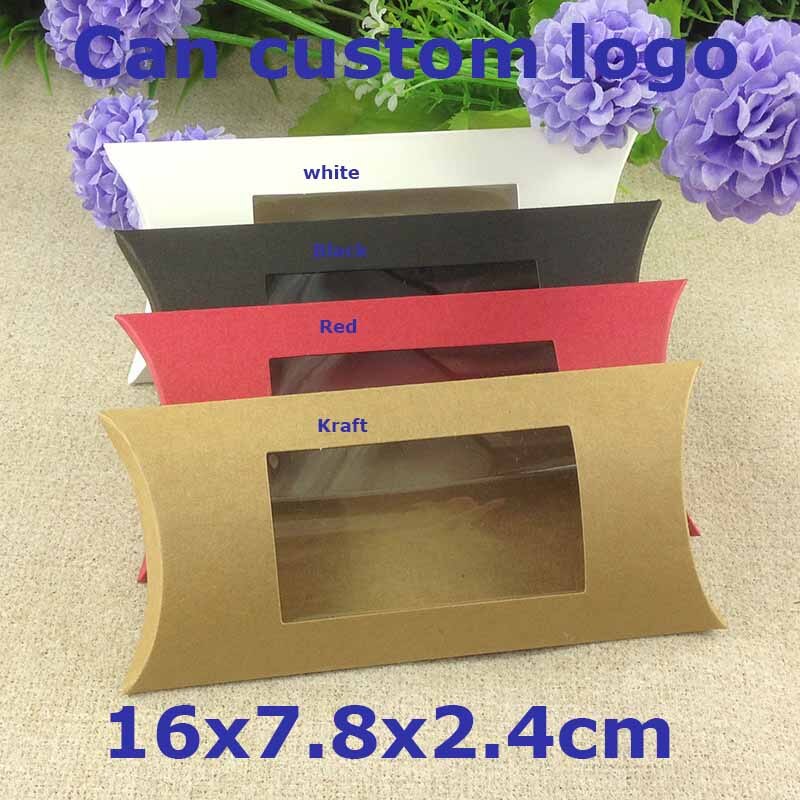 ZerongE jewelry 16x7.8x2.4cm DIY Pillow window box with necklace jewelry packing card white/kraft/black color pillow BOX