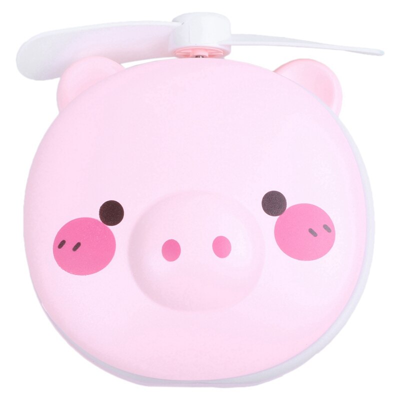 Pig Schoonheid Draagbare Led Spiegel Pocket Fan Usb Opladen Mini Handheld Fan Met Spiegel Led Licht Draagbare Kleine Ventilator: 006-3