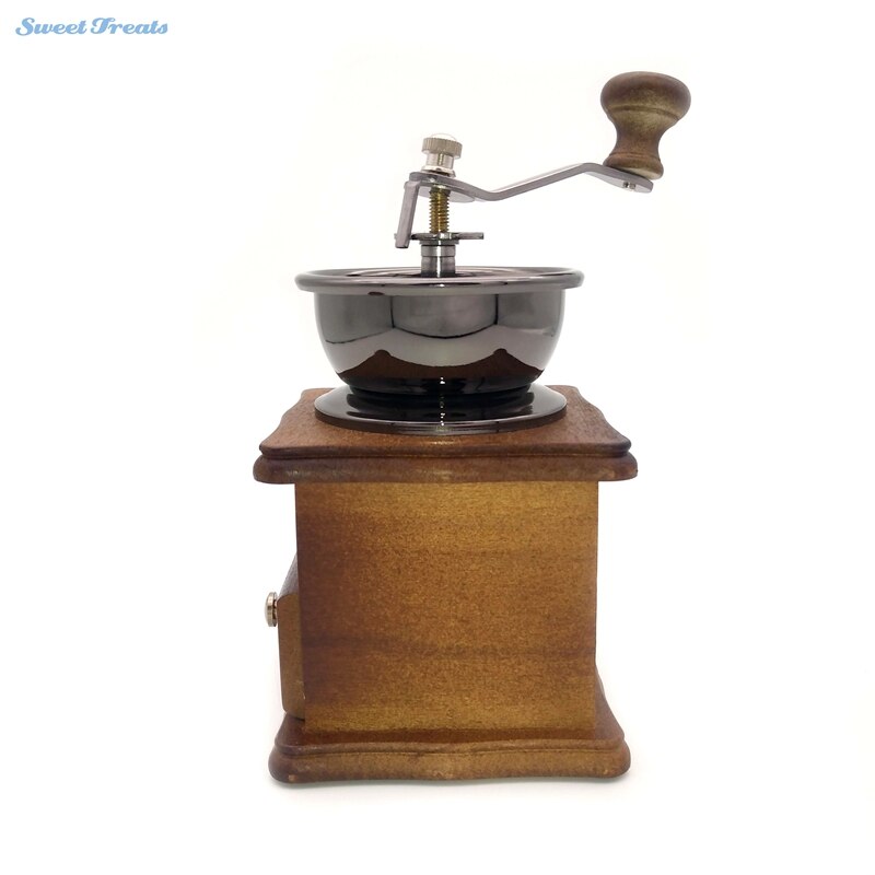 Retro Mini Manual Coffee Mill Door Sweettreats Koffieboon Grinder Met Hout Stand Kom & Antieke Hand