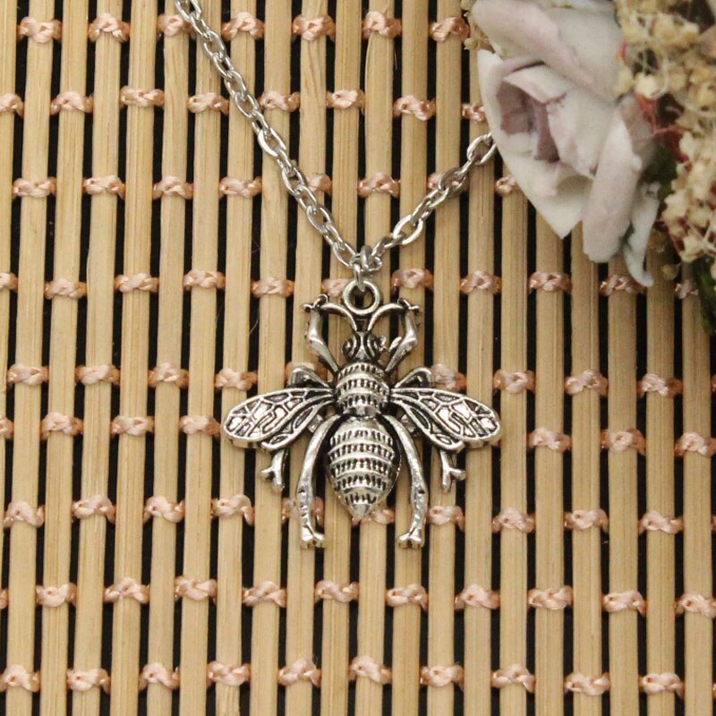 Tibetan Silver Color Pendant Bee Bug Choker Charm Short Long DIY Necklace Factory Price Handmade Jewelry: cross chain / 70cm