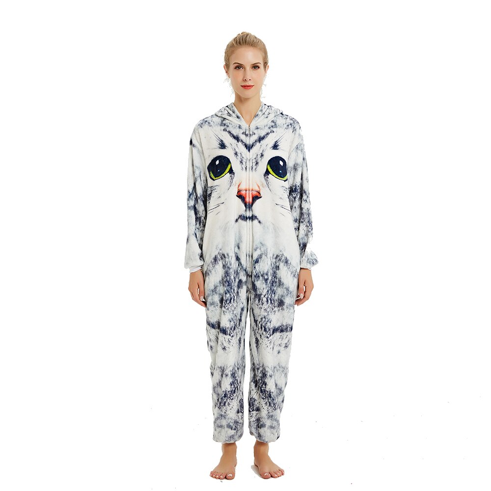 kigurumis 3D Cat Printing Onesie women Pajama Adult Homewear Funny Festival Sleepwear Cosplay Party Jumpsuit Unisex Costume