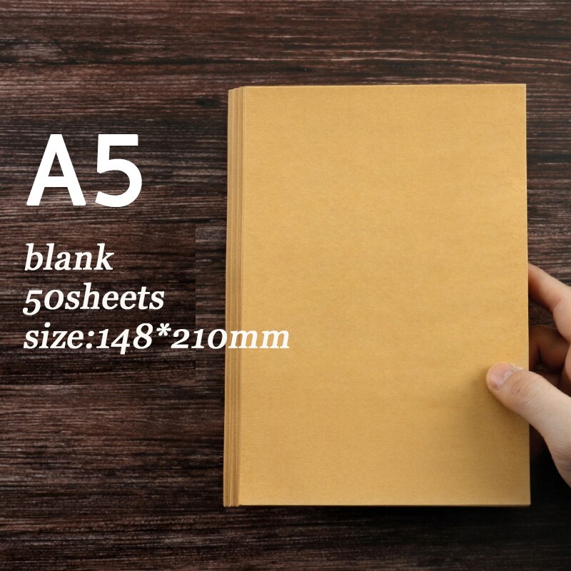 50 100 sheets A4/B5/A5 Vintage Kraft paper Writing Letter Stationery Romantic Note craft Paper painting packaging paper: A5 blank