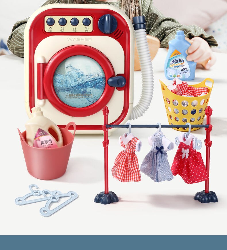 Huis Wasmachine Set Voor Meisjes Mini-Leven Apparaten Trommel Kan Worden Gevuld Met Water Kinderen Speelgoed