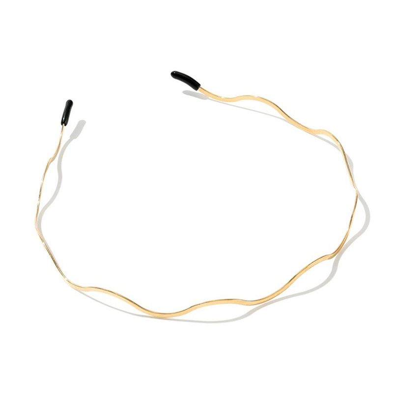 Diademas onduladas de Metal dorado simples para mujer coreana, diadema doblada, aro geométrico fino para la cabeza, tocado para niñas, peinado: Gris