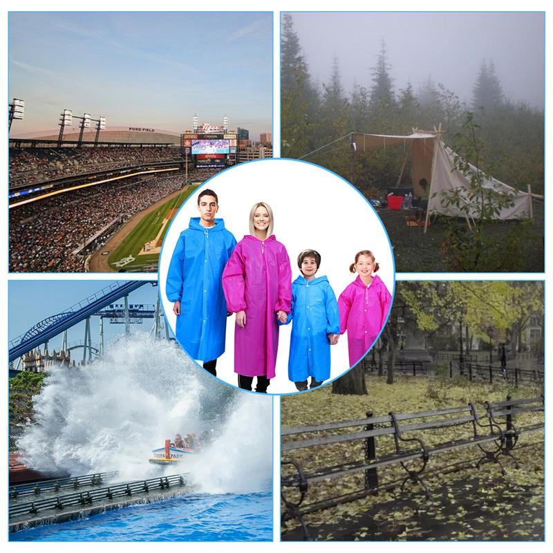 MOVTOTOP 4PCS Reusable Rain Ponchos Portable Durable Emergency Practical Raincoat Rain Poncho Rainwear for Women Kids Men Adults