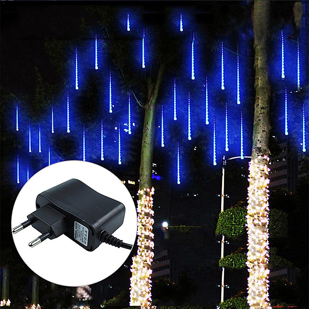 30cm Buiten Meteorenregen Regen 8 Tubes 192 LED String Lights Waterdicht Voor Kerst Bruiloft Decoratie Verlichting: EU RGB Blue