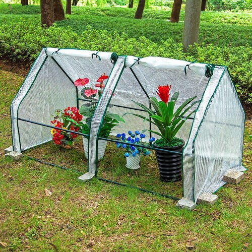 Outdoor Roof Balcony Flower Seedling Garden Pots Planters Garden Greenhouse Succulent mallow Antifreeze Insulation Cover: 180x90x90cm White