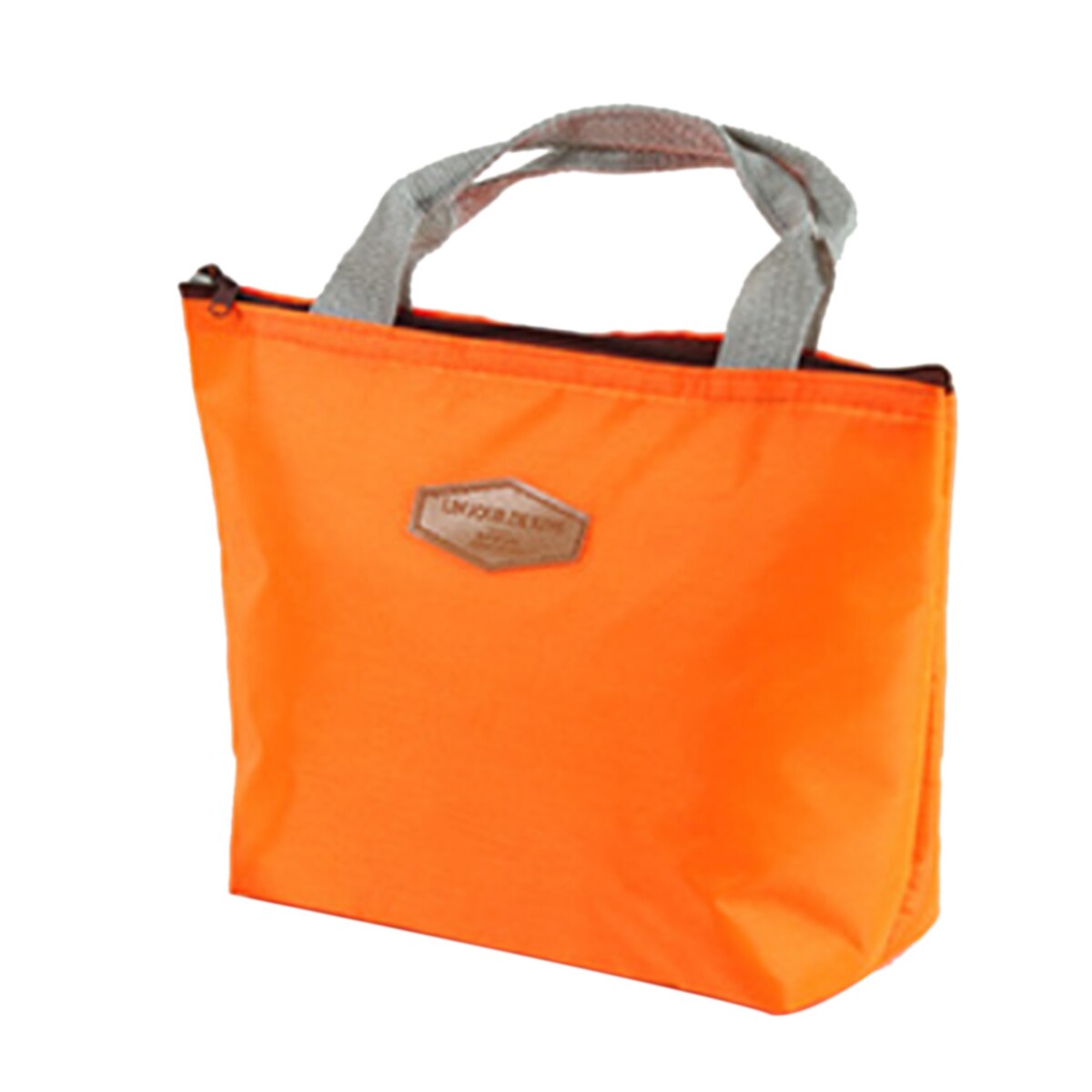 Saco isolado do refrigerador do almoço da lancheira de oxford bolsa térmica do armazenamento com zíper para as crianças dos homens das mulheres: Laranja