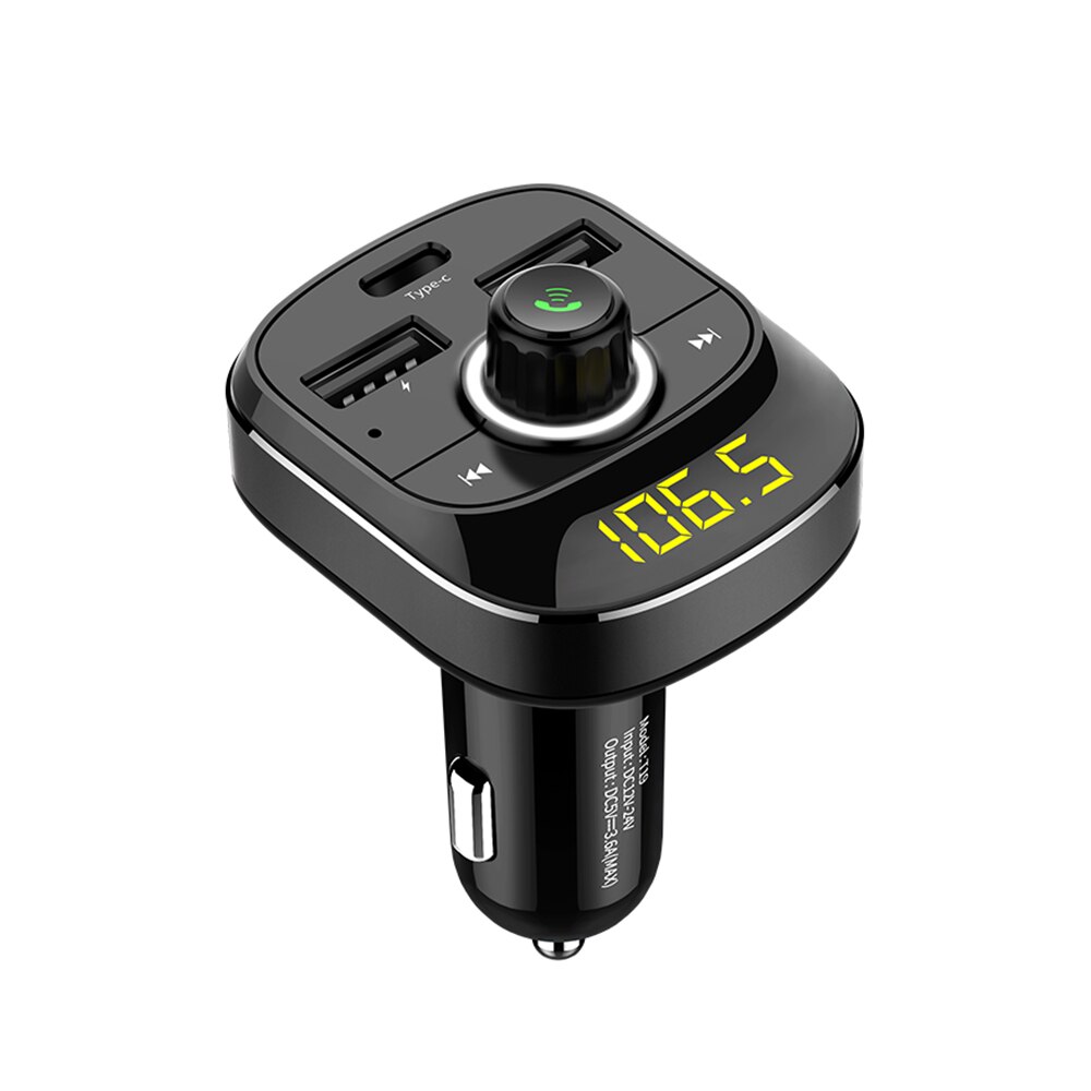 Vehemo-Kit voiture 12V-24V 3,1a type-c | Kit double USB musique Bluetooth, carte MP3 mains libres TF Portable, micro