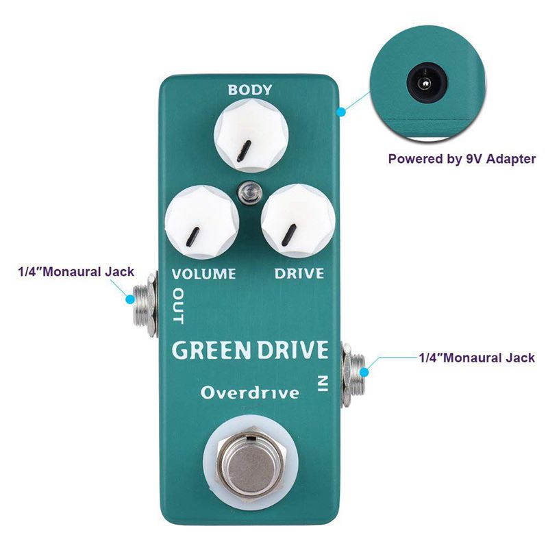 Mosky Groene Drive Overdrive Gitaar Effect Pedaal True Bypass Classic Blues/Rock Mini Enkele Gitaar Pedaal Gitaar Onderdelen Overdrive