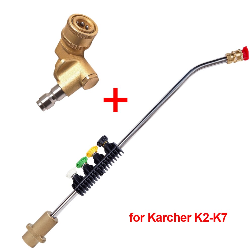 Høytrykksspyler bilvasker jet lanse dyse sprøytepistol forlenger stang 180 bar vannpistol med 5 hurtigdyser for karcher k-serien: Sølv