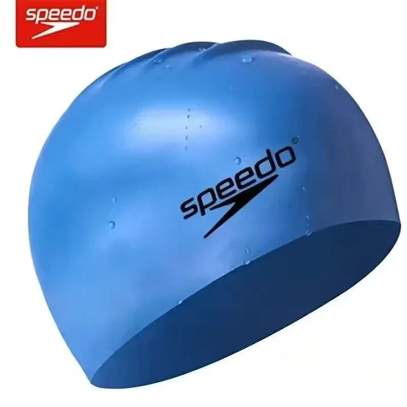 Speedo-badekappe, wasserdicht, für damen und herren, auch für langes haar, vergrößerte wasserdichte silikon-badekappe: Hellgrau