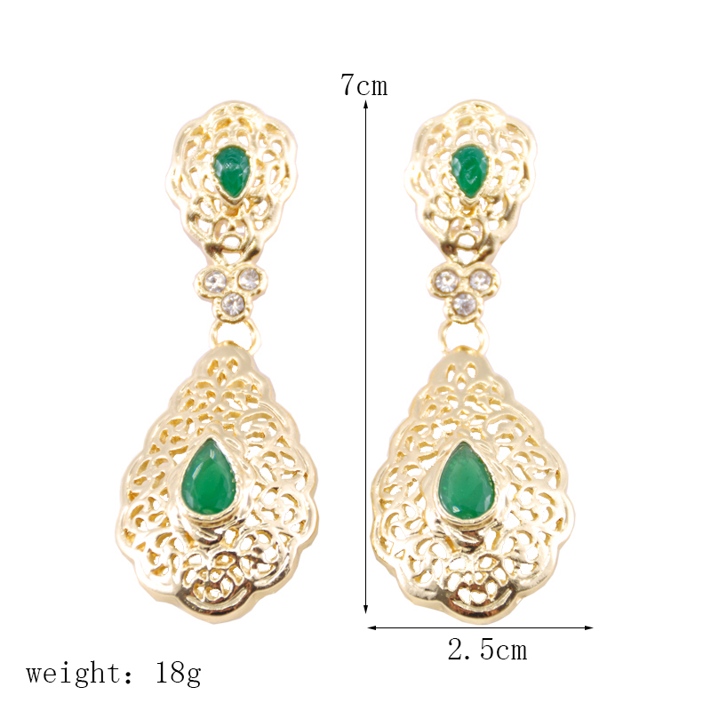 Goudkleurige Marokkaanse Bruidsoorbel Arabesque Druppeloorbel voor Vrouwen met Heldere Kristallen Metalen Dangle Oorbellen Feestgeschenken Bijoux