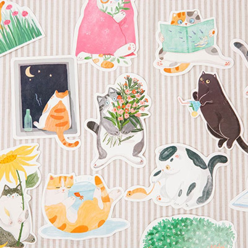 Postcard Hand-Painted Cat Shape Cat Backyard Cute Hand-Painted Graffiti Style Small Fresh Cute Animal Shaped Card